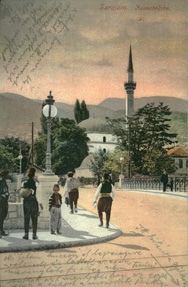 Eredeti képeslap szarajevói merénylet színhelyéről