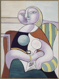 Pablo Picasso: Olvasó nő, 1932 olaj, vászon, 130 x 97,5 cm Musée national Picasso-Párizs Pablo Picasso hagyaték, 1979. MP137 